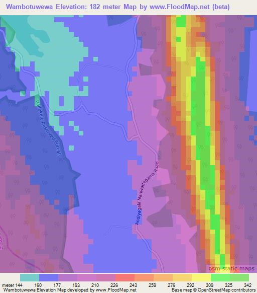 Wambotuwewa,Sri Lanka Elevation Map