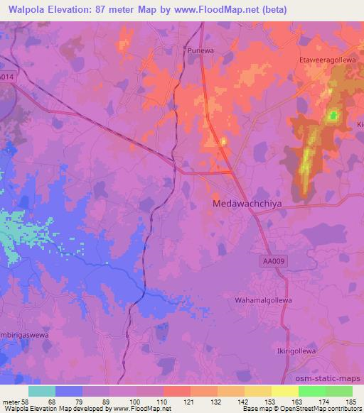 Walpola,Sri Lanka Elevation Map