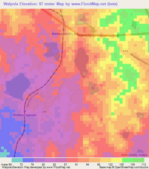 Walpola,Sri Lanka Elevation Map