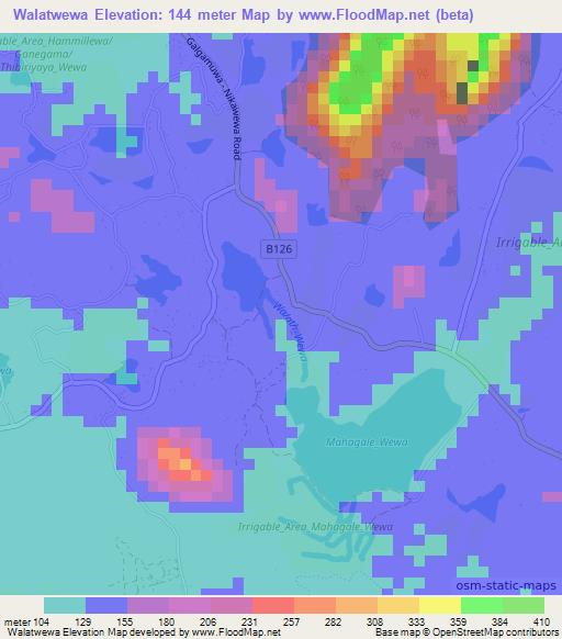 Walatwewa,Sri Lanka Elevation Map
