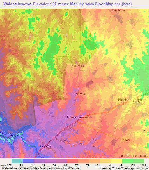 Walanteluwewa,Sri Lanka Elevation Map