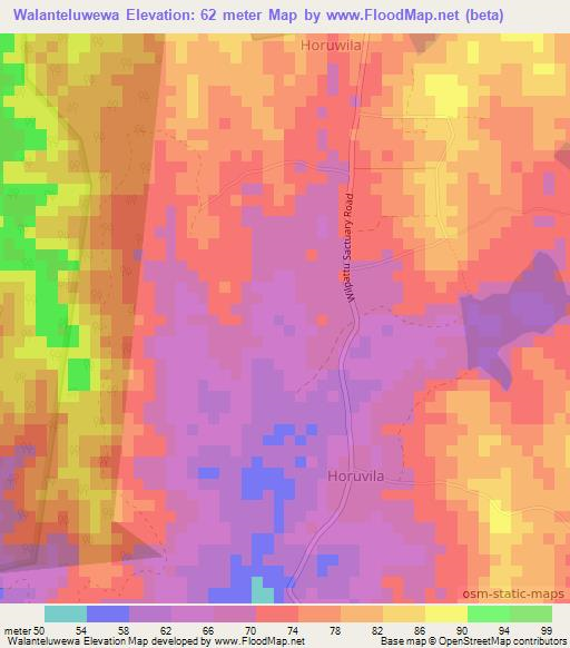 Walanteluwewa,Sri Lanka Elevation Map