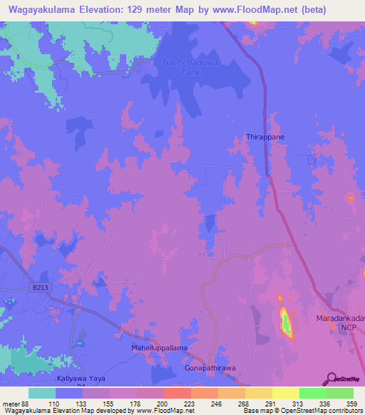 Wagayakulama,Sri Lanka Elevation Map