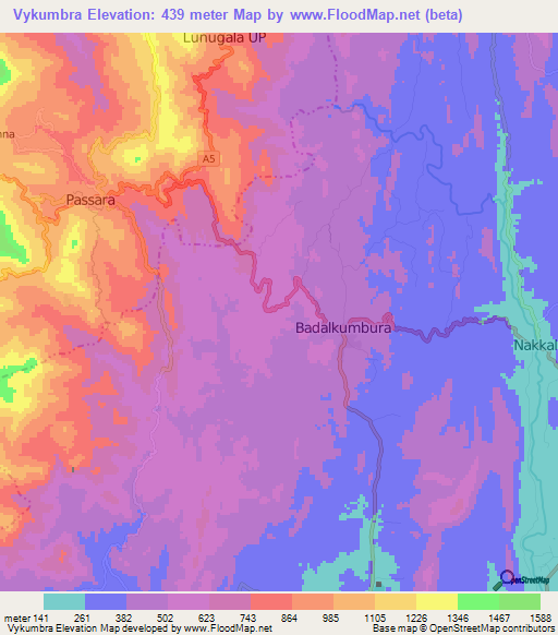 Vykumbra,Sri Lanka Elevation Map