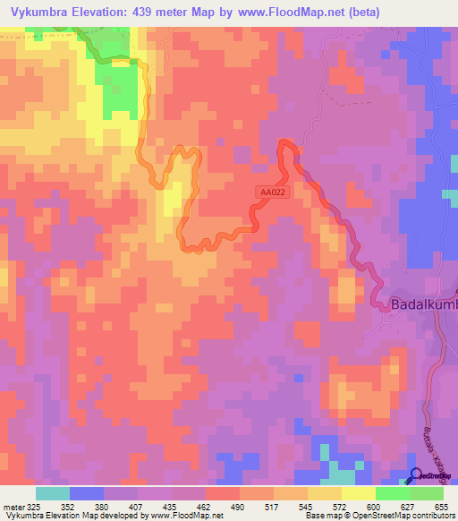 Vykumbra,Sri Lanka Elevation Map