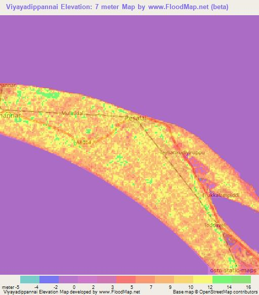 Viyayadippannai,Sri Lanka Elevation Map