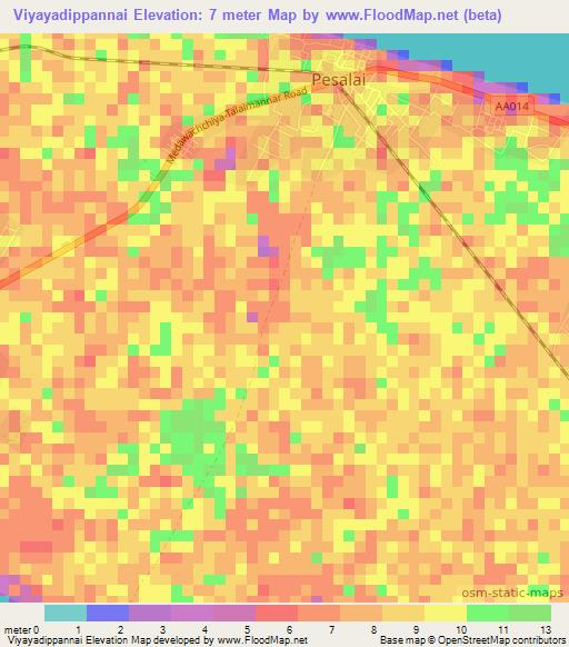 Viyayadippannai,Sri Lanka Elevation Map