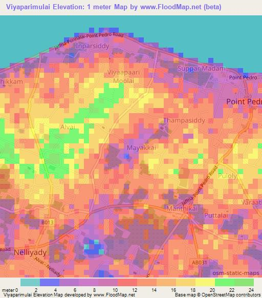 Viyaparimulai,Sri Lanka Elevation Map