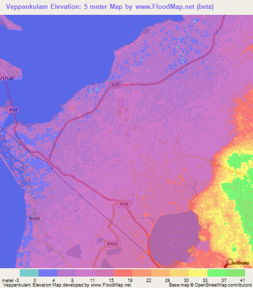 Veppankulam,Sri Lanka Elevation Map