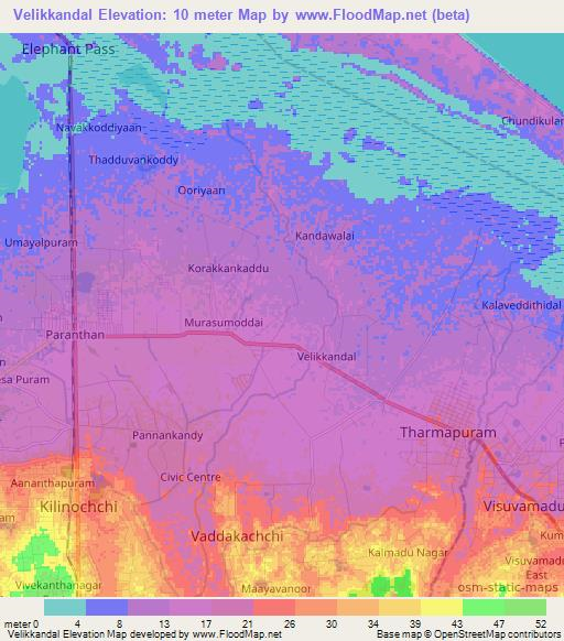 Velikkandal,Sri Lanka Elevation Map