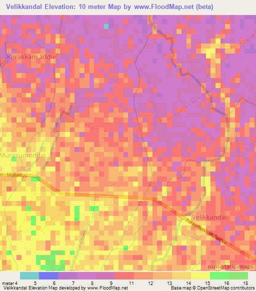 Velikkandal,Sri Lanka Elevation Map