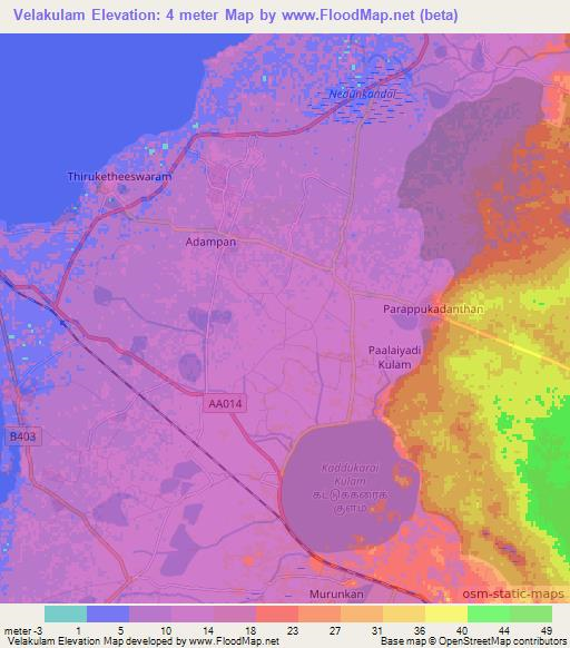 Velakulam,Sri Lanka Elevation Map