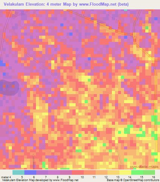 Velakulam,Sri Lanka Elevation Map