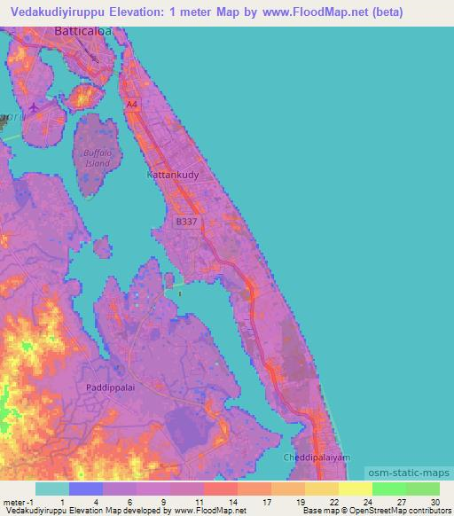 Vedakudiyiruppu,Sri Lanka Elevation Map