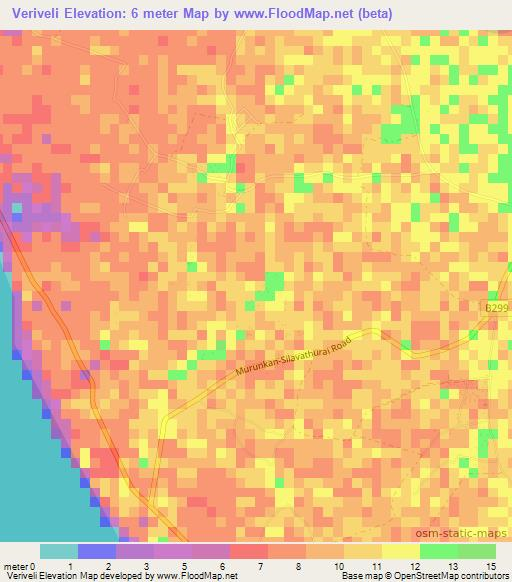 Veriveli,Sri Lanka Elevation Map