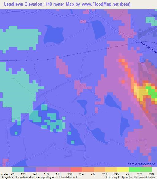 Usgallewa,Sri Lanka Elevation Map