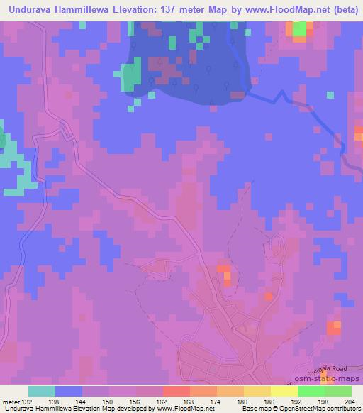 Undurava Hammillewa,Sri Lanka Elevation Map