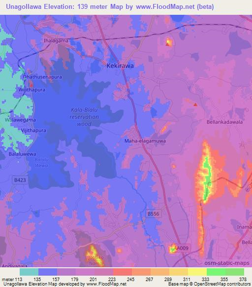 Unagollawa,Sri Lanka Elevation Map