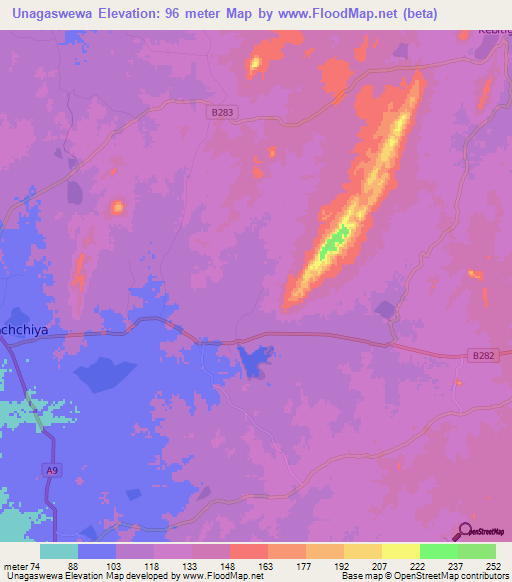 Unagaswewa,Sri Lanka Elevation Map
