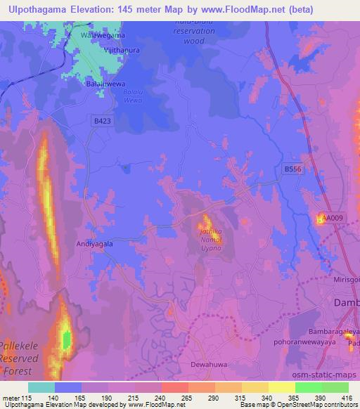 Ulpothagama,Sri Lanka Elevation Map