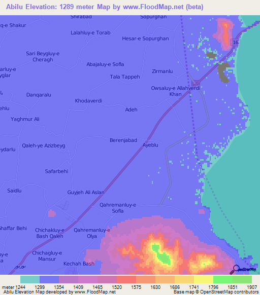 Abilu,Iran Elevation Map