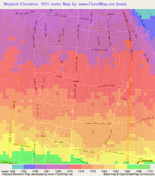 Meybod,Iran Elevation Map