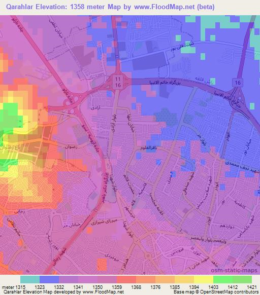 Qarahlar,Iran Elevation Map