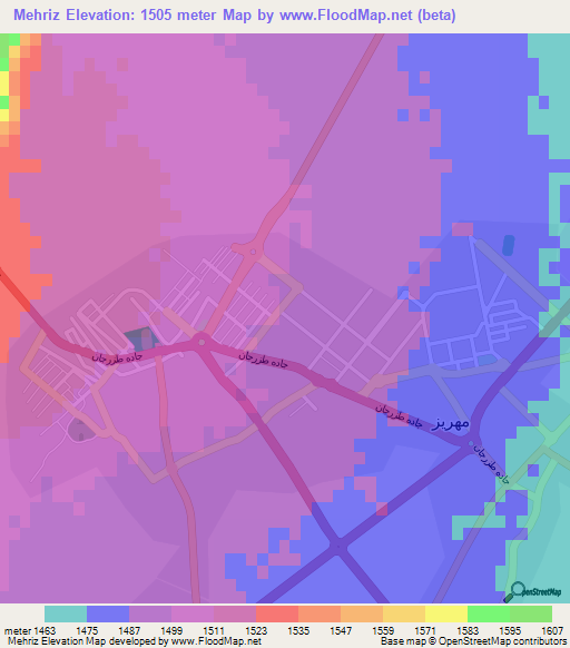 Mehriz,Iran Elevation Map
