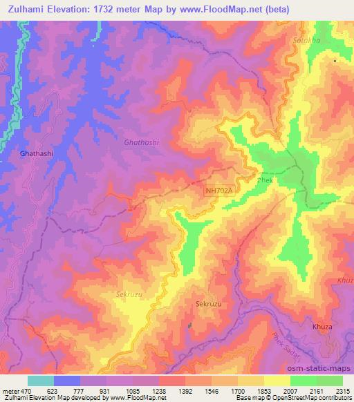 Zulhami,India Elevation Map