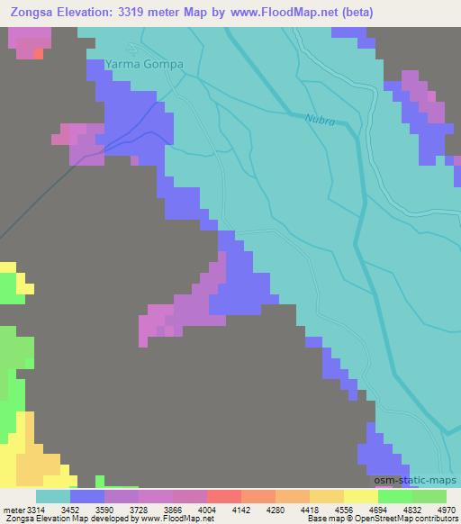 Zongsa,India Elevation Map