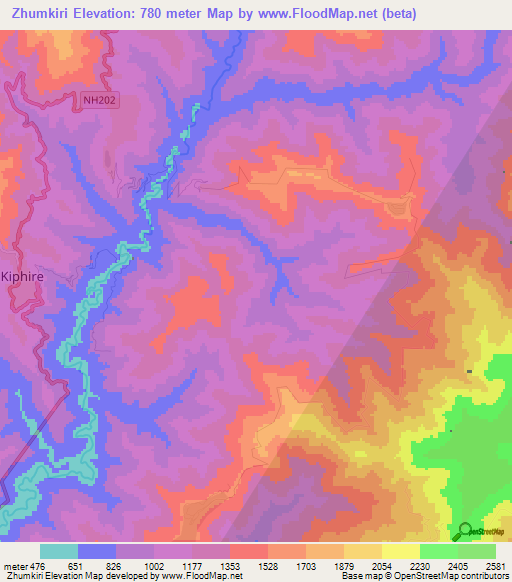 Zhumkiri,India Elevation Map