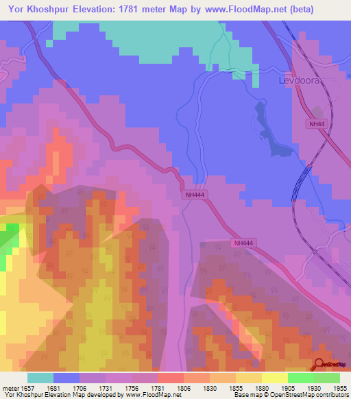 Yor Khoshpur,India Elevation Map