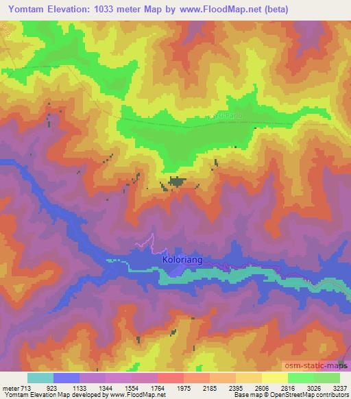 Yomtam,India Elevation Map