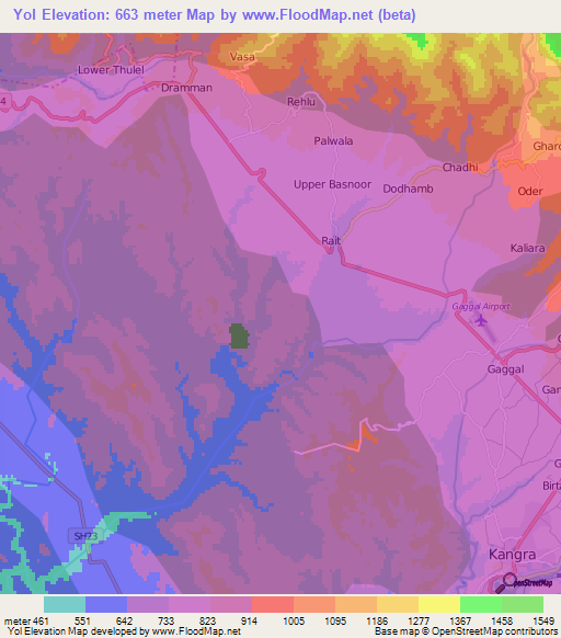 Yol,India Elevation Map