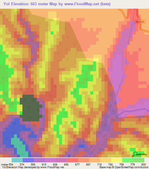 Yol,India Elevation Map