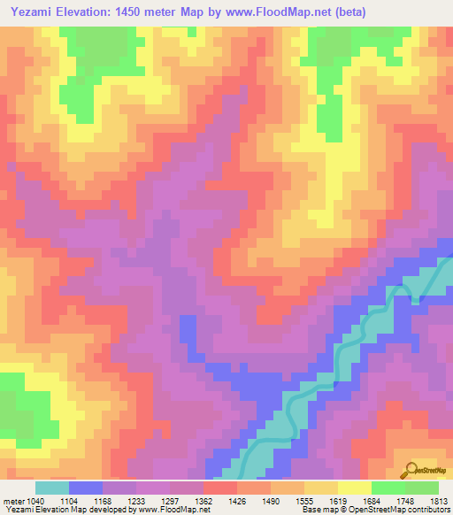 Yezami,India Elevation Map