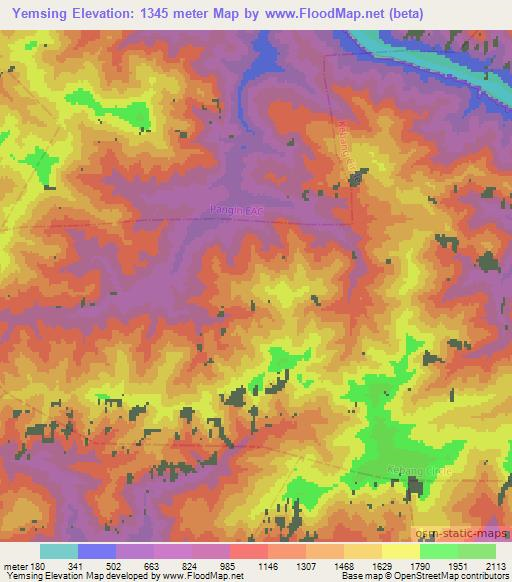 Yemsing,India Elevation Map