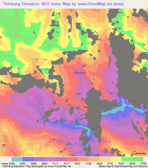 Yelchang,India Elevation Map
