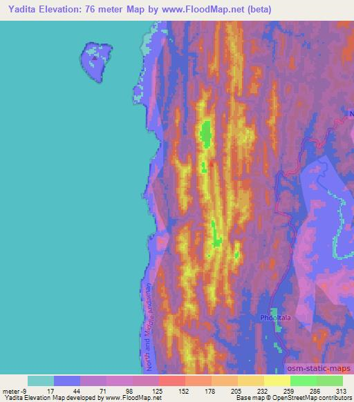 Yadita,India Elevation Map