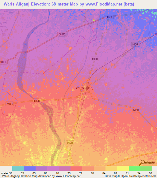 Waris Aliganj,India Elevation Map