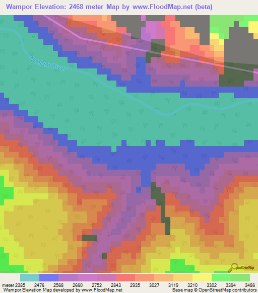 Wampor,India Elevation Map