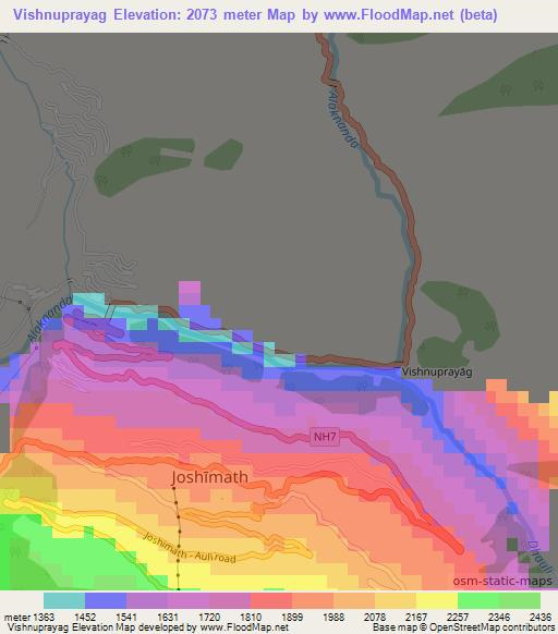 Vishnuprayag,India Elevation Map