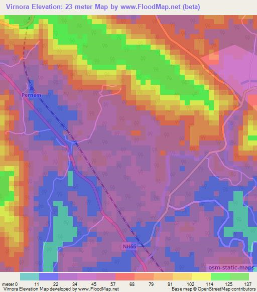 Virnora,India Elevation Map
