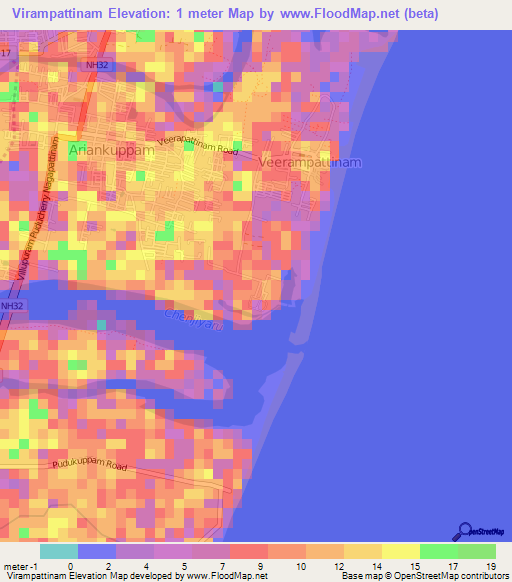 Virampattinam,India Elevation Map
