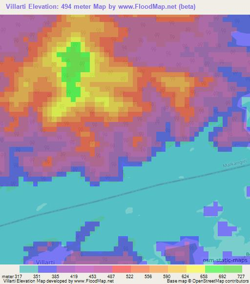 Villarti,India Elevation Map