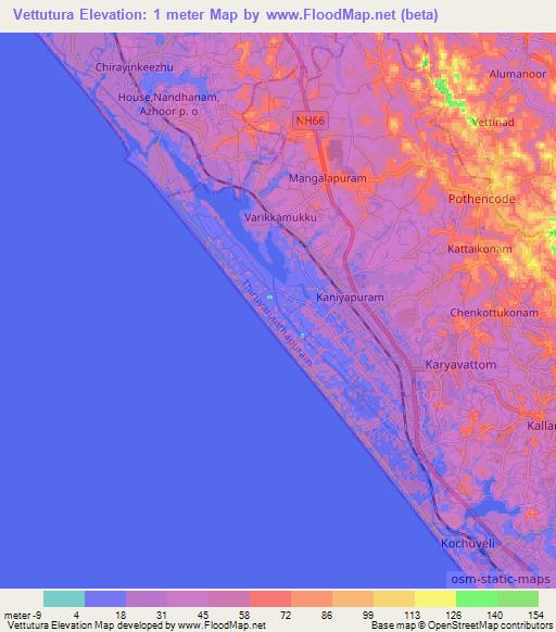 Vettutura,India Elevation Map