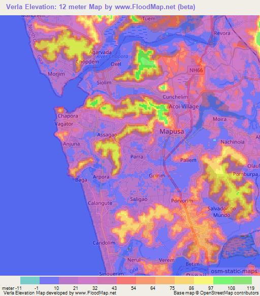 Verla,India Elevation Map