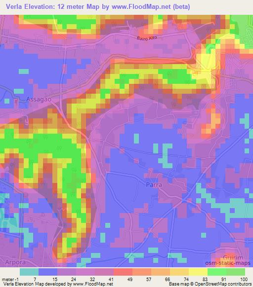 Verla,India Elevation Map