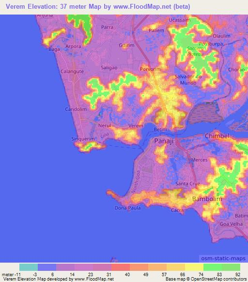 Verem,India Elevation Map