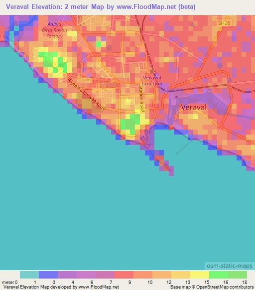 Veraval,India Elevation Map